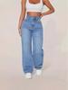 2025 Europäische & Amerikanische Damen High-Waist Straight Leg Jeans - Frühling & Herbst Lässig