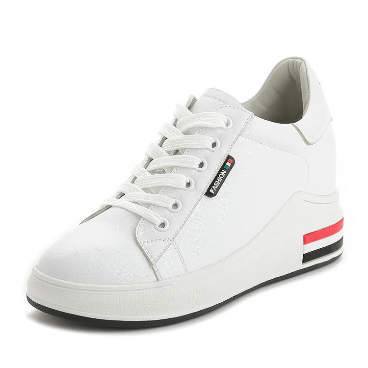Spring and Autumn Women's Shoes New Inner Height Increase Heel Single Shoes Small White Shoes Women's Low-top Casual Sports Shoes Women
