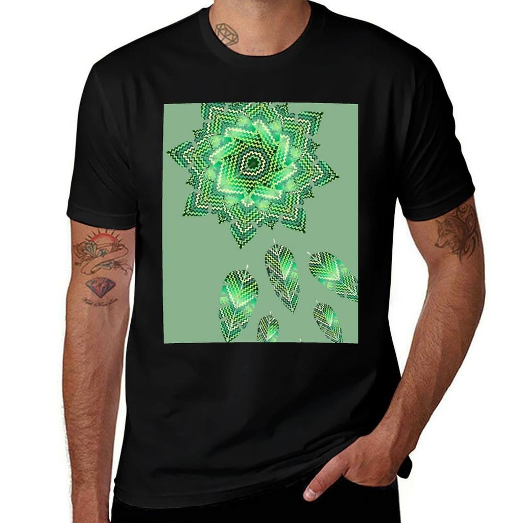 Zig Zag Green Leaf Unisexdala 4 Tshirt Street Style Casual Tee Shirt