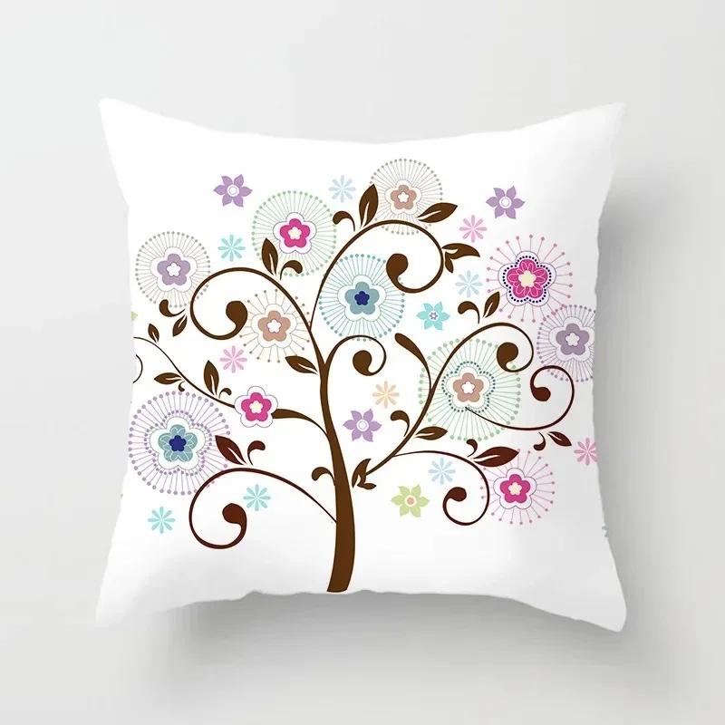 Luxury Home Decor Pillowcase Living Room Sofa Cushion Cover Creative Painting Colorful Tree Print Cushion Cover