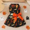 Halloween Hundekleid Lustiges Kleid, Kürbis Fledermaus Spinne Geist Aufdruck Haustier Kleines Outfit Bekleidung, Welpenrock mit Schleife für Hunde, Katzen Nicht kratzende Kleidung