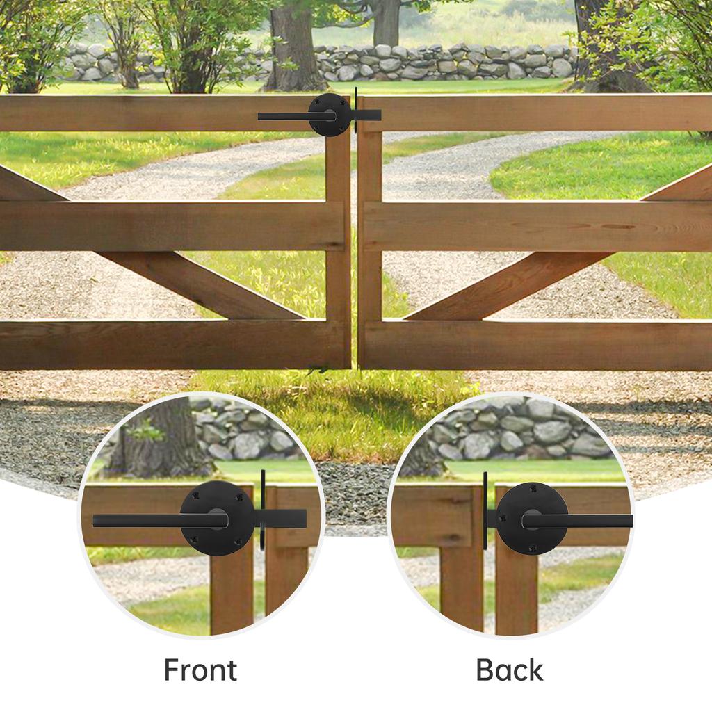 Heavy Duty Double Sided Swinging Gate Latch Black Self Locking Includes Screws Wrench Wood Fence Garden Backyard