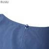 ZANZEA Abito Casual da Donna Girocollo Tinta Unita Largo Manica Corta