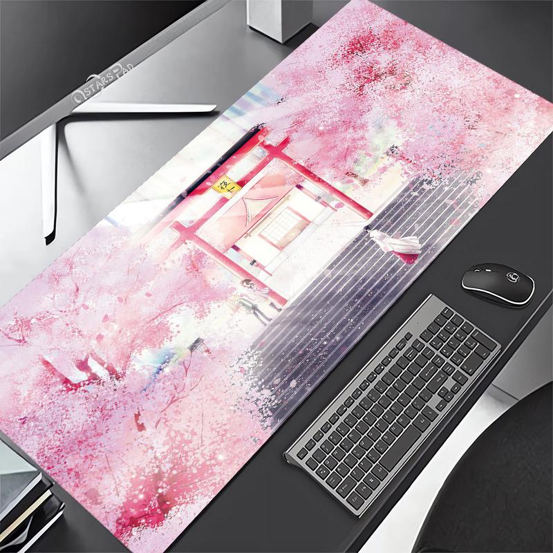 Cherry blossom mouse pad pastel pink desk mat cute sakura flowers xxl malaking Japanese gaming deskmat