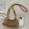 Yogodlns Summer Woven Net Shoulder Bag for Women Beach Hollow Out Crossbody Bag Retro Bohemian Vacation Daily Use Purse