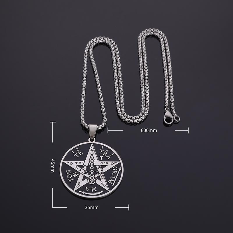 1ks Čarodějnický pentagramový náhrdelník z nerezové oceli Pánský židovský hebrejský tetragrammaton Šalamounovy přívěsek Amulet Šperky
