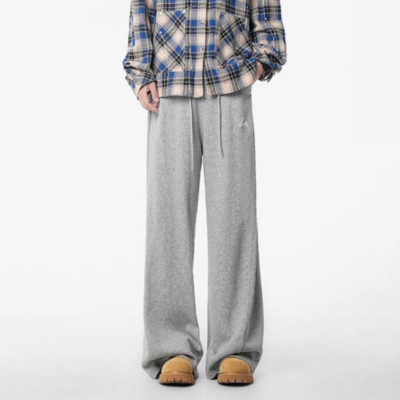 Spring and Autumn Men's New All-match Pleated Wide Leg High Street Vintage Casual Embroidered Sweatpants