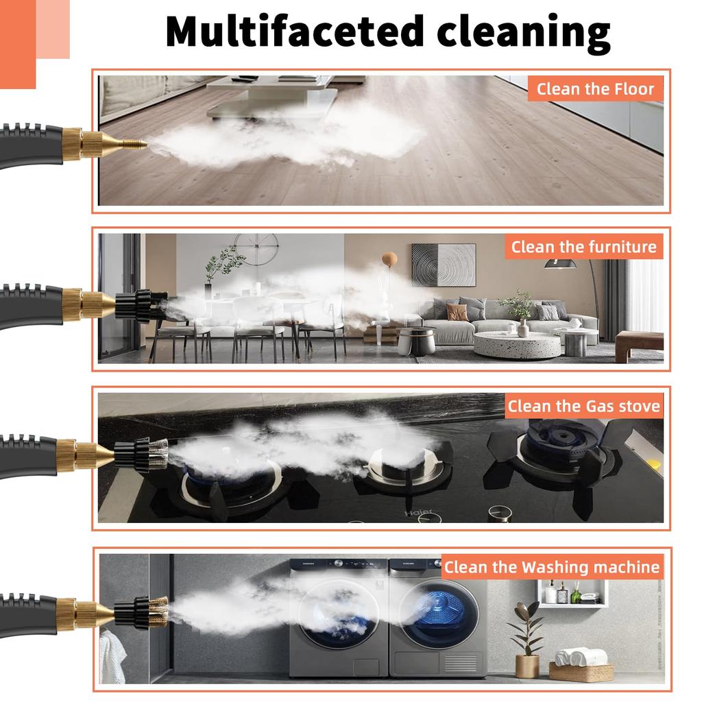 2500W Steam Cleaner for Home, High Pressure Handheld Steam Cleaner with 6-gears Adjustable for Cleaning Car Upholstery Tile Grout Home