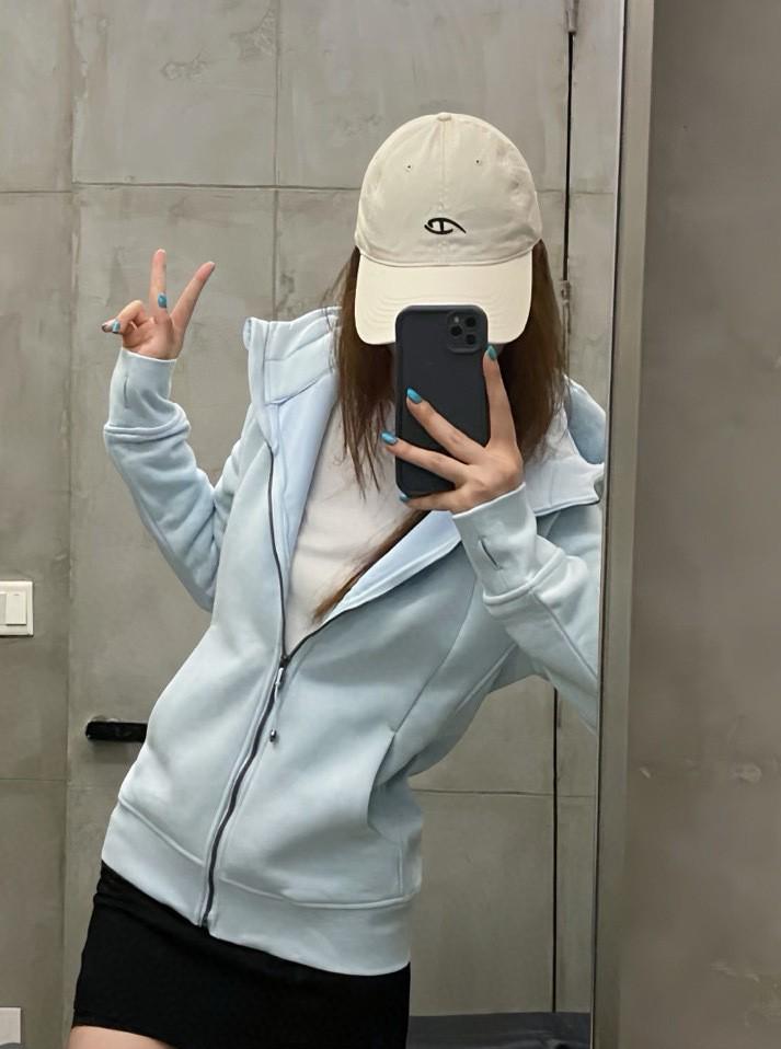 Women's Slim Hooded Scuba Jacket with Fleece - Autumn/Winter Casual Zipper Sweatshirt