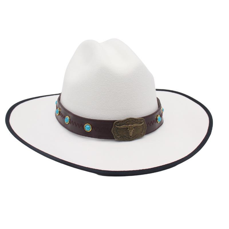 Уличная фотография Джазовая шляпа Британский стиль Цилиндр с большими полями Шерстяная Сочетание цветов Высококлассная Джазовая шляпа One size fits all [one-word m large eaves]