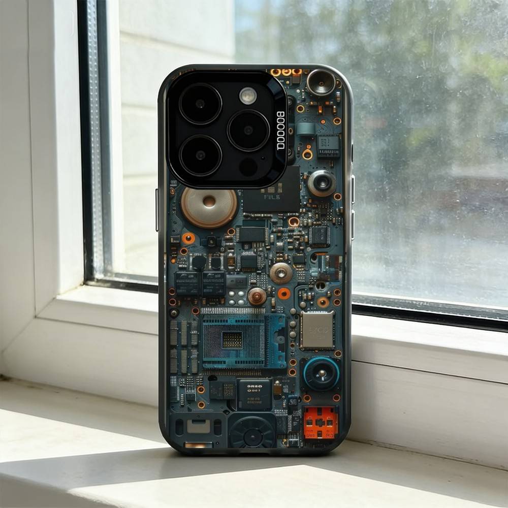 Inside Circuit B-Board Phone Case For iPhone 17,16,15,14,13,12,11 Plus,Pro Max,XS,Colorful Silver Black Cover