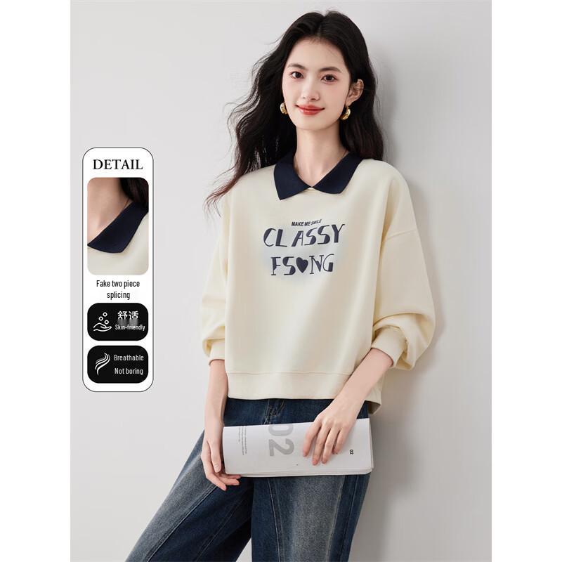 Women s Autumn Color-Block Lapel Sweatshirt One Size