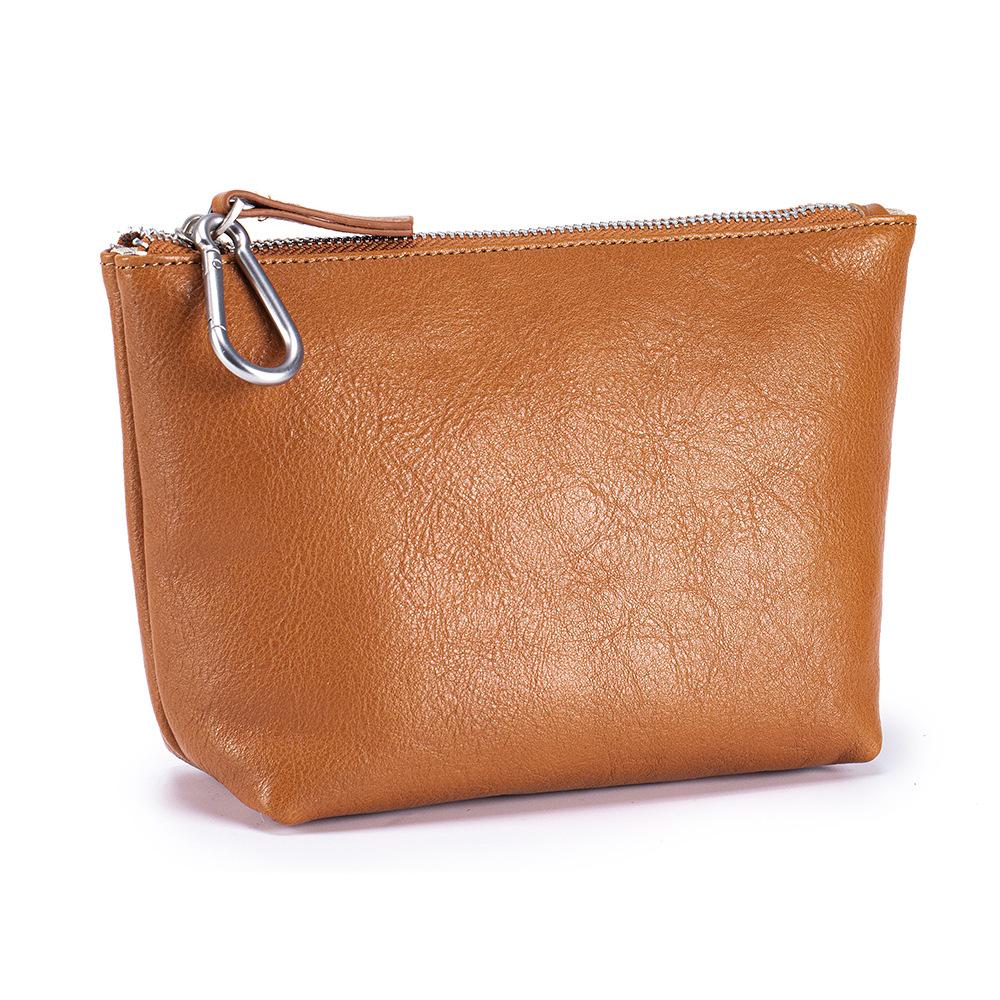 Kosmetiktasche, Kleine Leder-Kosmetiktasche für Handtasche mit Aufhängeschnalle, Reise-Kosmetiktasche für Lippenstifte, Münzen, Kreditkarte