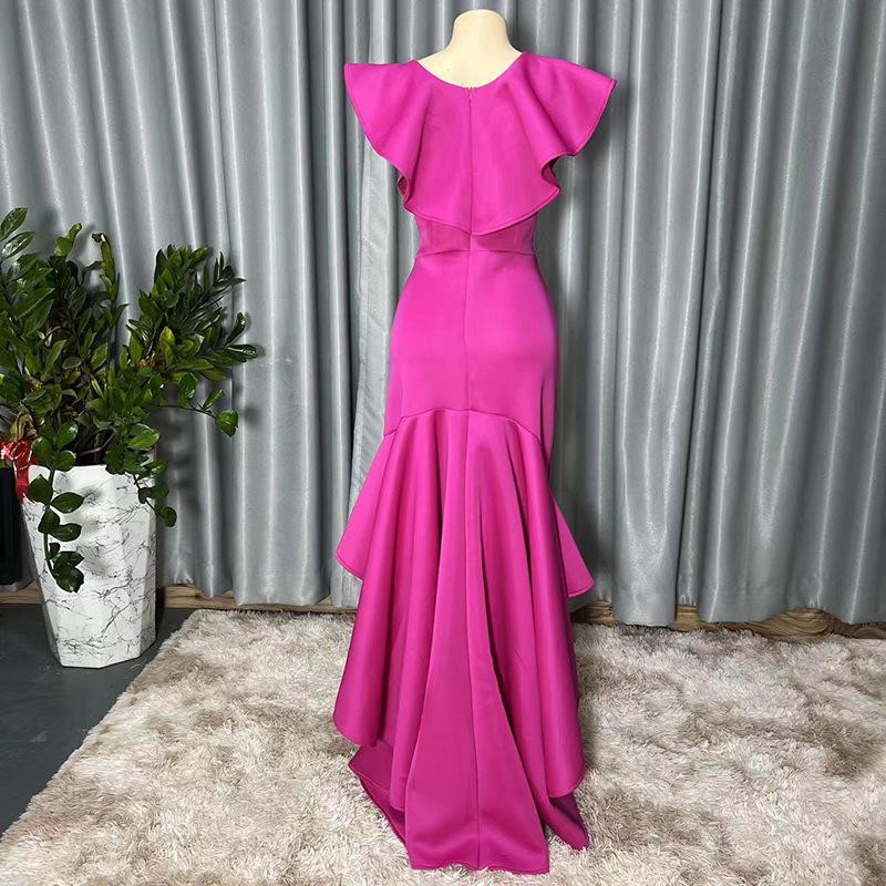2023 African Solid Color Loose Fit Evening Dress, Slim Long Skirt, Cross-Border Exclusive