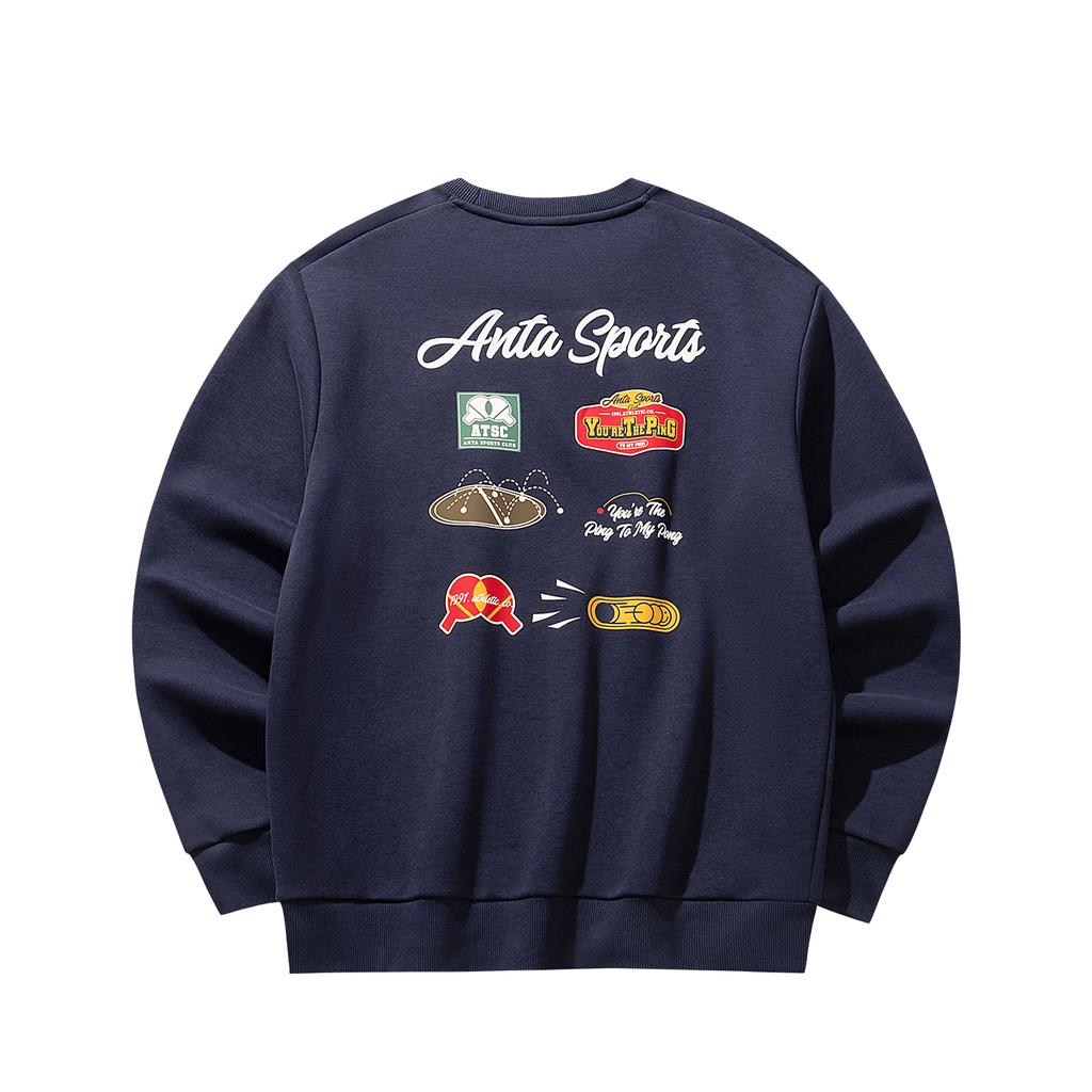 Anta Retro Lifestyle Series Pullover Sweatshirt Spring 2026 Men Sweatshirt Zeus-Blue 152618703S-5