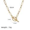 1pcs Fashion Minimalist Stainless Steel Jewelry Round Clasp Simple Vintage Metal Paperclip Bamboo-Pattern Chain Necklace
