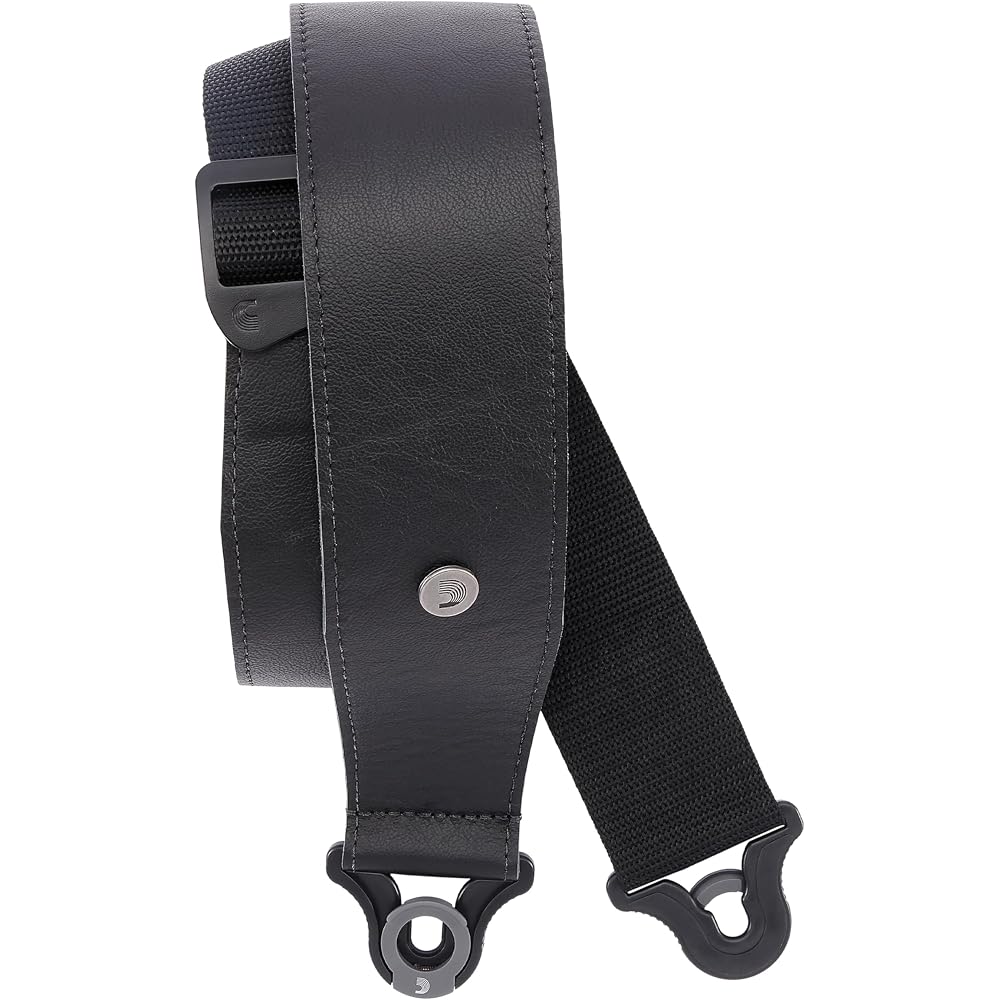 D Addario Comfort Leather Auto Lock Guitar Strap Black Strap Lock Structure 25BAL00