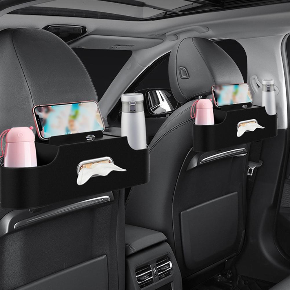 4-In-1 Car Seat Back Storage Bag with Tissue Cup Holder Vehicle Storage Box Hanging Hooks Car Seat Organizer Auto Accessories