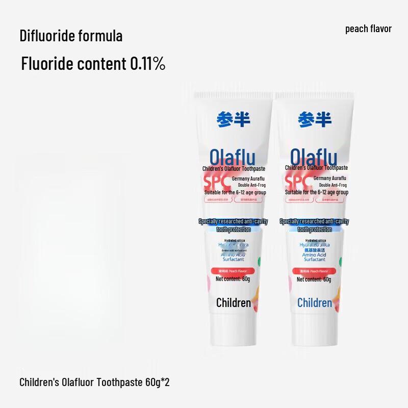 Canban Olafluor Kids Anti-Cavity Peach Toothpaste (2-Pack)
