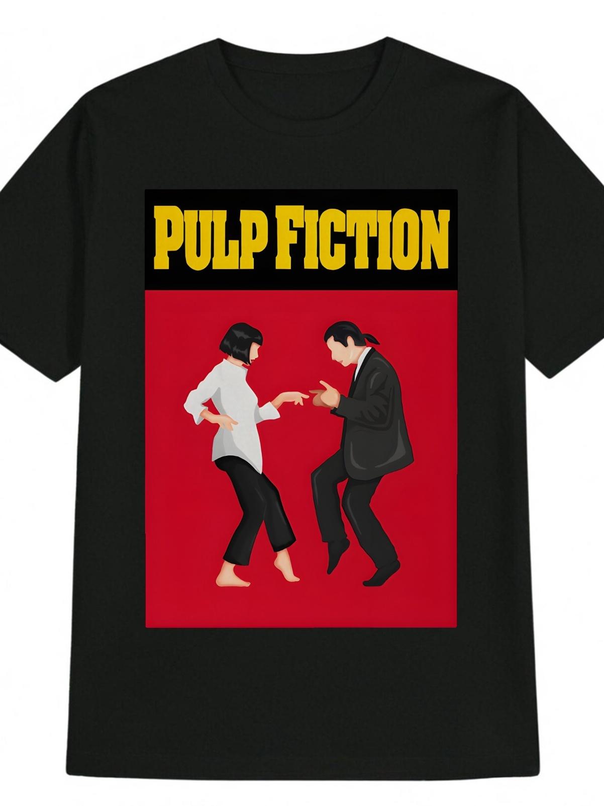 Casual Crew Neck T-shirt - Pulp Fiction Graphic Print XXL