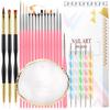 25 Piece Nail Art Tools, Nail Brush Set,Palette, Stand & 2-way Acrylic Silicone Engraving Pen Dotting Pen Tools,For Nail Art DIY Home