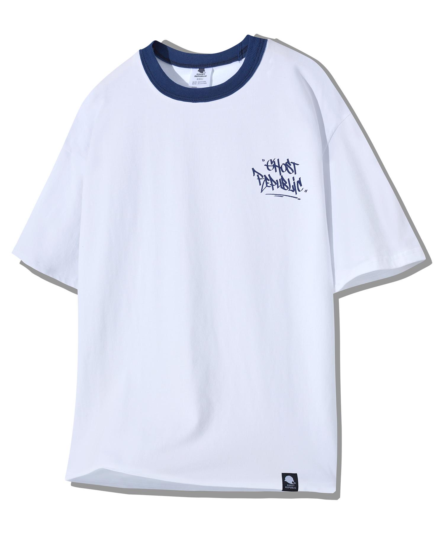 Ghost Republic Street Oversized Short Sleeve T-Shirt Gt-367_White(Blue) White (Blue)/Xl