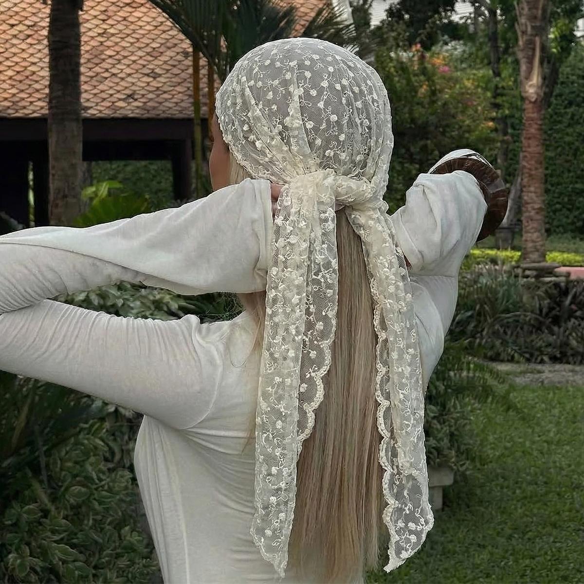 

Women Dot Wrap Shawl Flower Lace Scarves Lady Fashion Wedding Headscarves Female Spring Summer Photo Props Accessories 2026 30x140cm