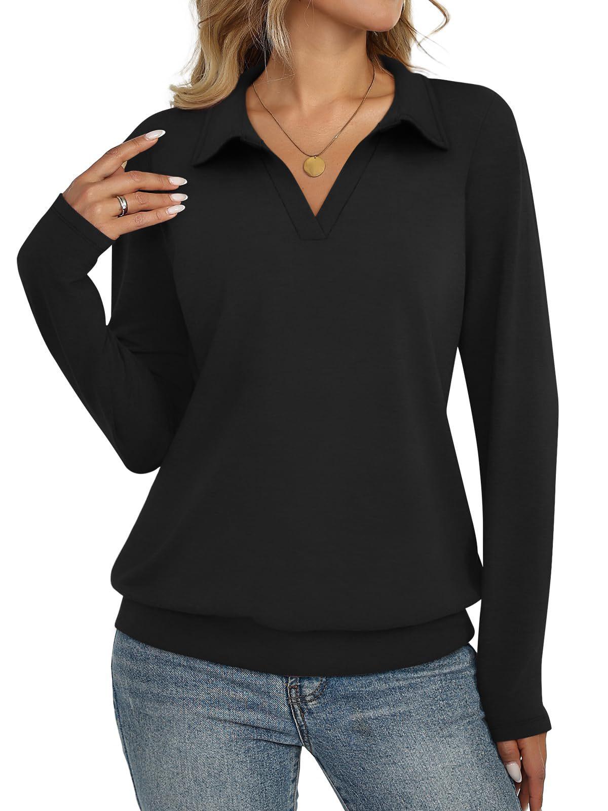 Women Long Sleeve V Neck Thermal Base Pullover Shirt Casual Top S