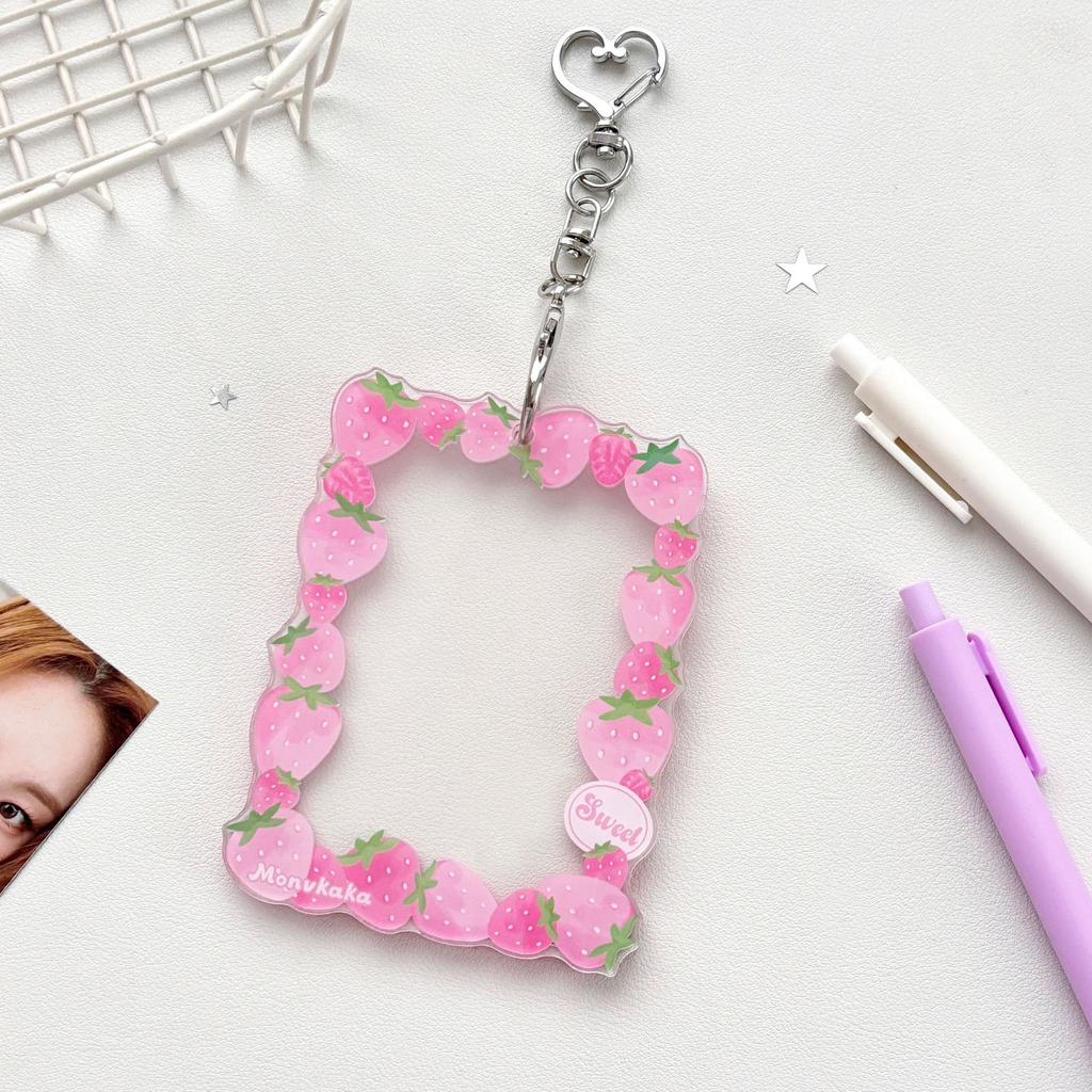 Fruit Card Holder Protective Acrylic Card Holder Card Holder Pendant Creative For Idol Photos Transportation Cards Gifts