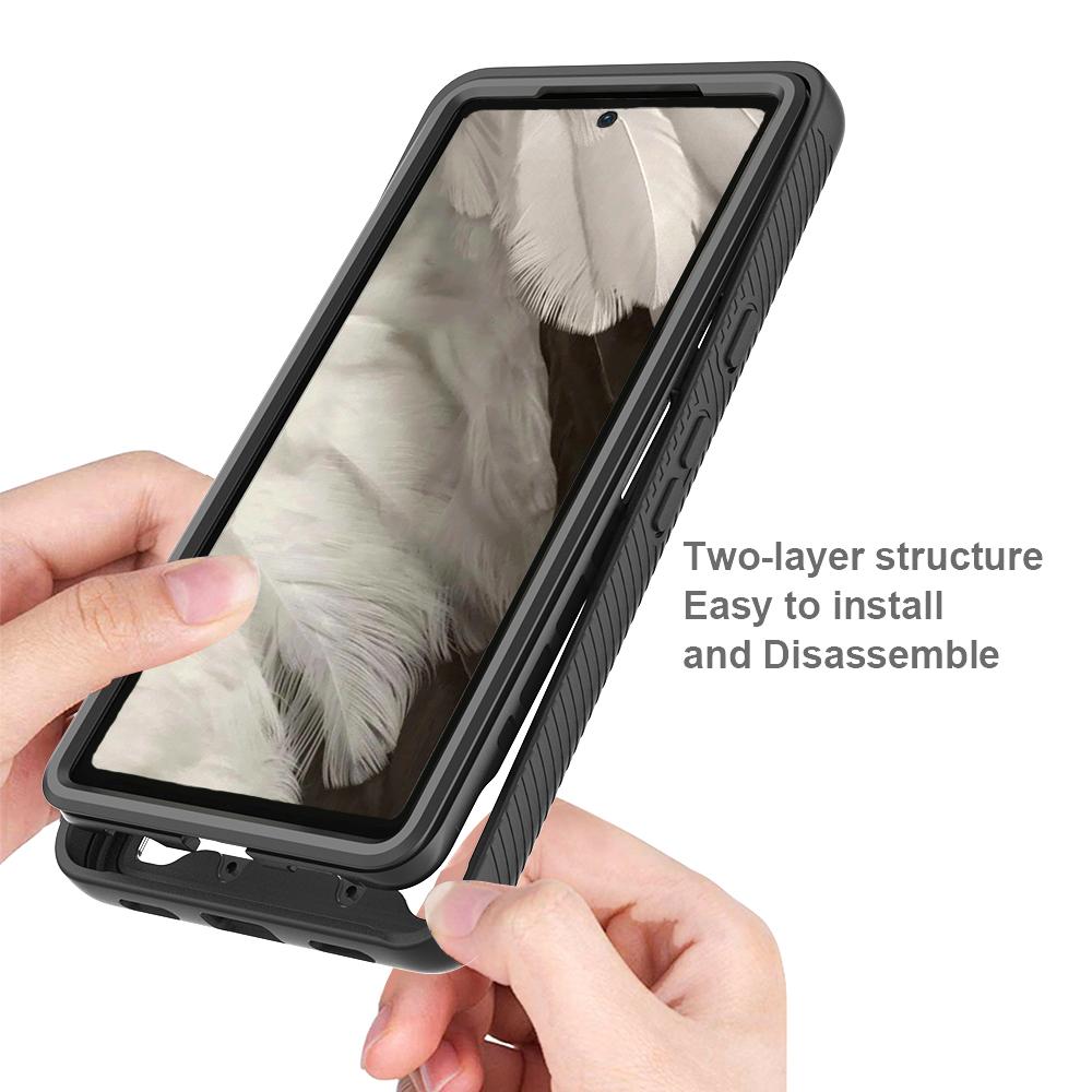 

3-in-1 Phone Case for Google Pixel 7a Shockproof Detachable Phone Case with PET Screen Protector Black