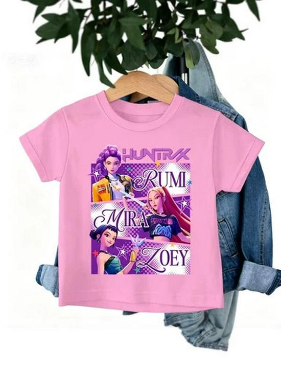 Kpop Dämonenjägerin Girlgroup Baumwoll-T-Shirt - Kinder Rundhals Kurzarm