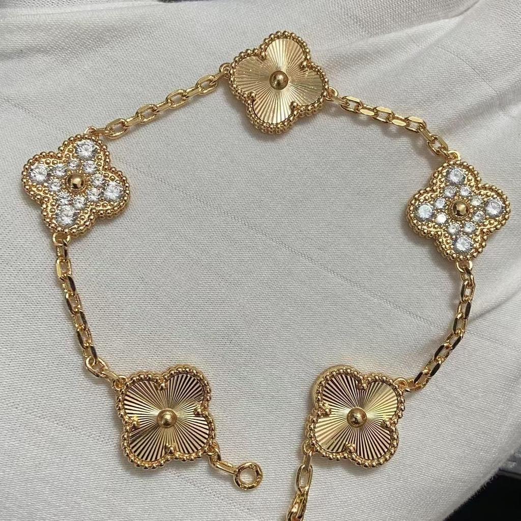 Nouă Versiune Brățară Trifoi cu Patru Foi Cinci Flori Agat Roșu Natural Sidef Alb Brățară Dama Brățară Laser