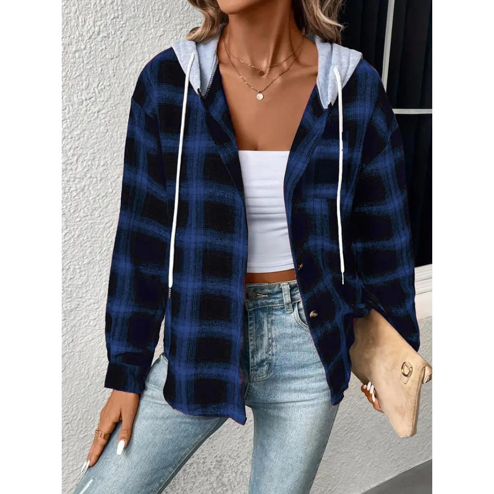 Neue Herbst- und Winter-Kapuzenpullover mit Knöpfen, lässige Hemdjacke