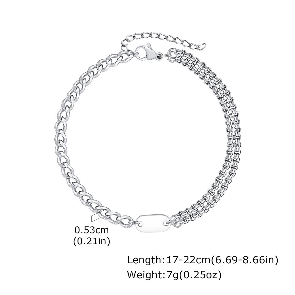 A-Z Initial Bracelets for Men Women,Waterproof Cuban Chain,Double Layered Box Link Chain Bracelets,Alphabet Name Jewelry Gift