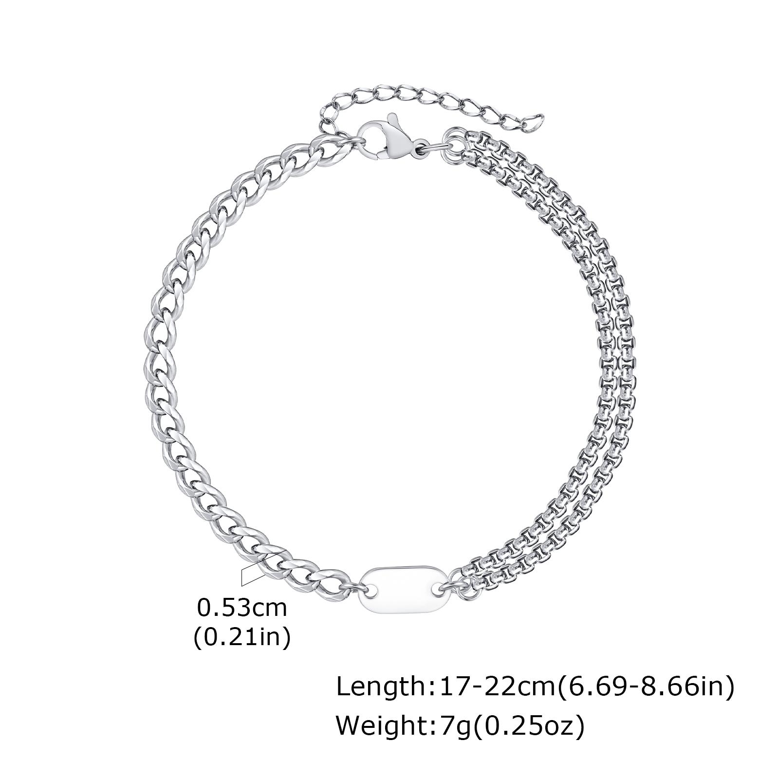 A-Z Initial Bracelets for Men Women,Waterproof Cuban Chain,Double Layered Box Link Chain Bracelets,Alphabet Name Jewelry Gift C