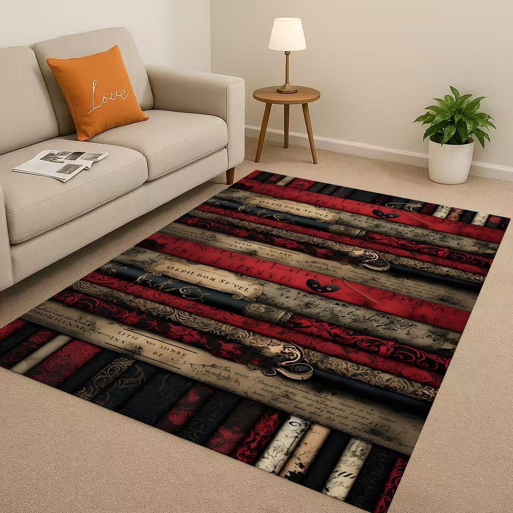 HD Magic Book Library Bookshelf Living Room Non Slip Area Rug Soft Carpet for Bedroom Sofa , Easy Clean Home Doormat Playmat