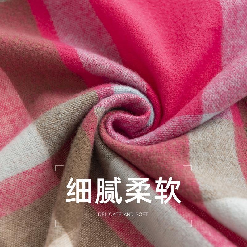 Autumn new plaid imitation cashmere tassel lengthened scarf for men and women couples versatile commuter sunshade sunscreen shawl