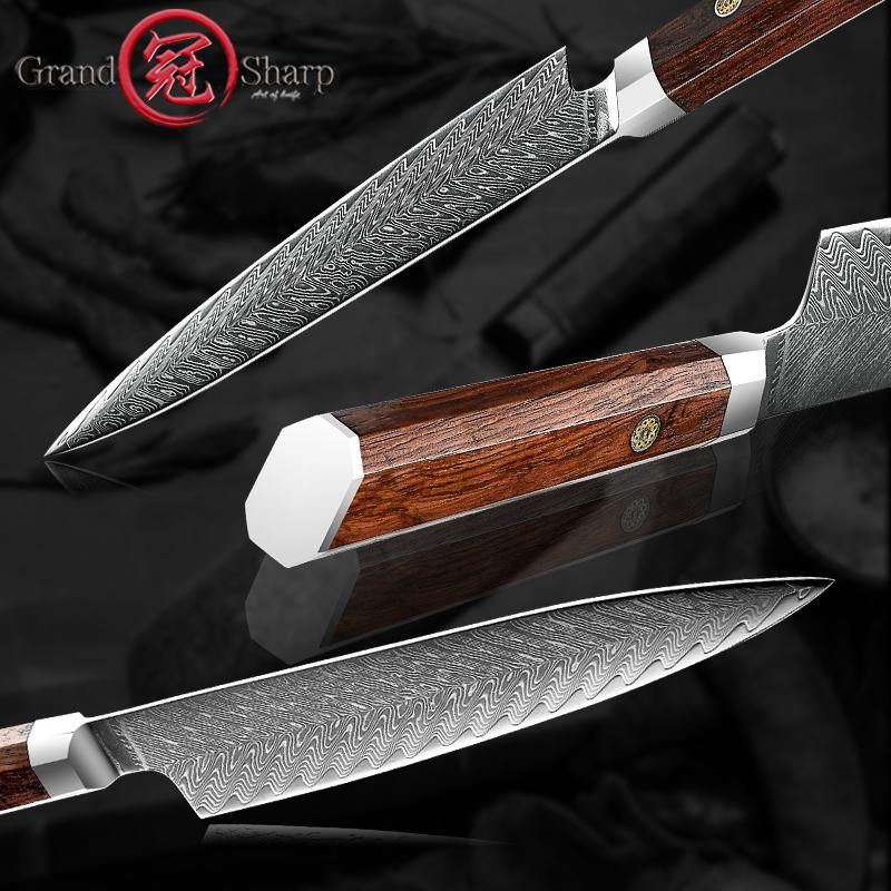 7.5 Inch Damascus Steel Chef Knife Kitchen Knife Vg 10 Japanese Chef's Knives Sashimi Cutlery Cooking Tools Rosewood Handle GRANDSHARP