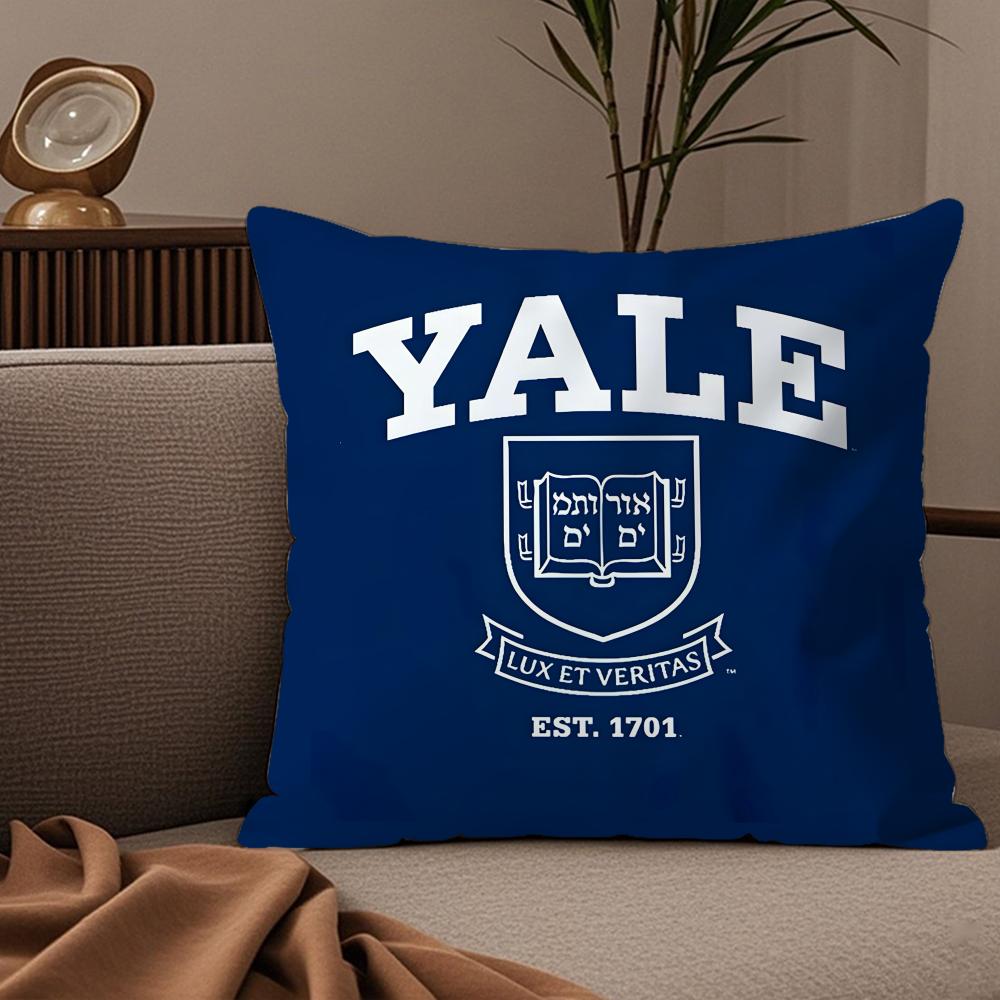 Y-Yale University Pillow Case Silky Elegant Comfort Sofa Bed Invisible Zipper Peach skin 18*18(CM)-1Pcs