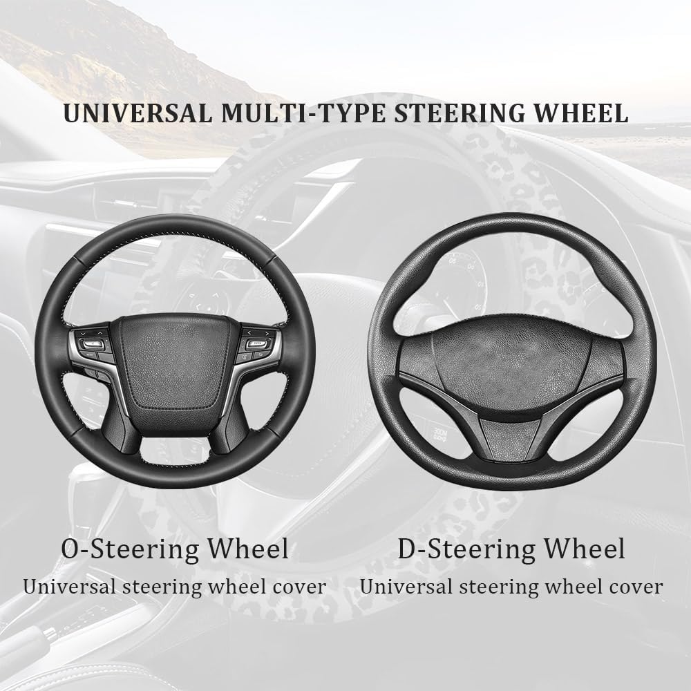 15In Cheetah Print Steering Wheel Cover Breathable,Sweat Absorption Car Steering Wheel Cover for Protection,Universal Steering Wheel Wrap Car
