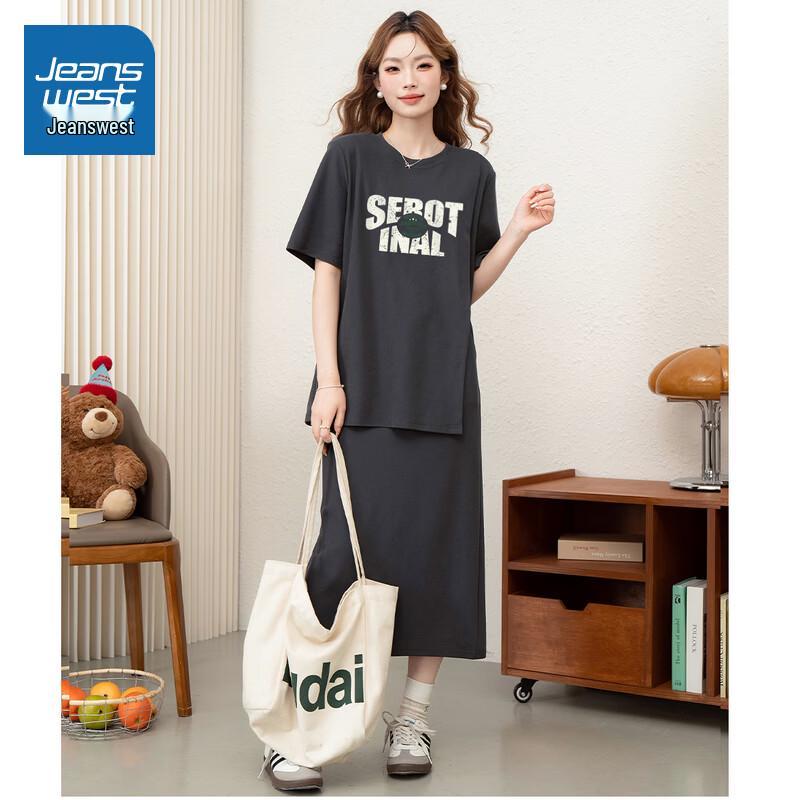 

Jeanswest Women s Short-Sleeve T-Shirt & Midi Skirt Set L