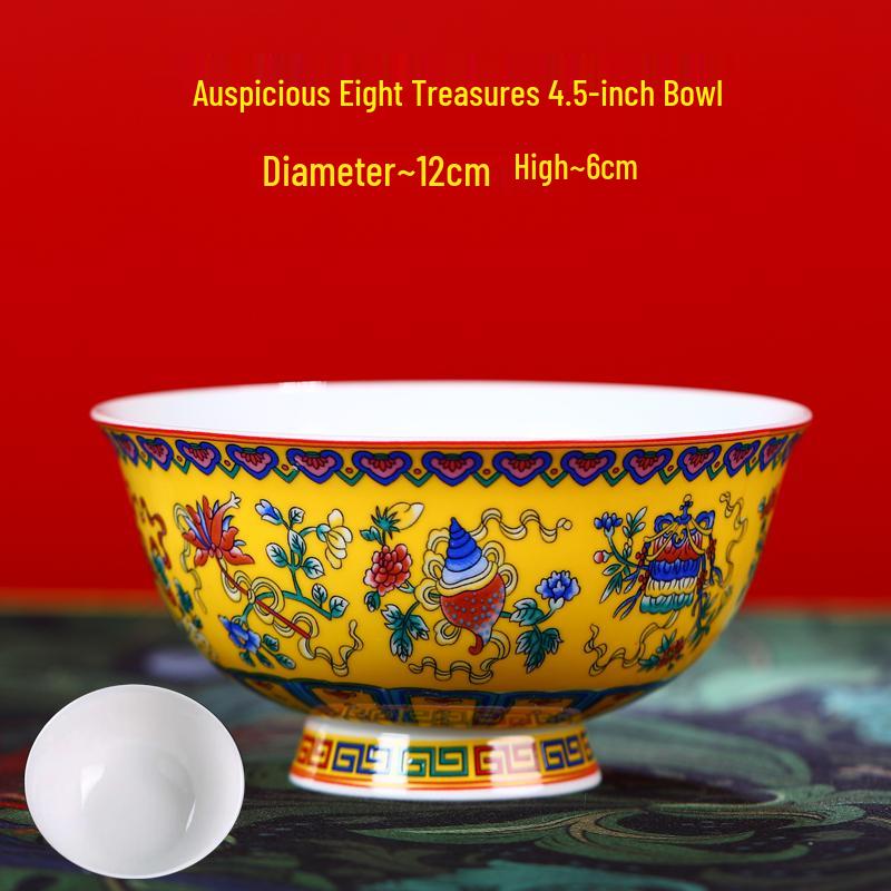 Jingdezhen Ceramic Rice Bowl: High-Foot, Enamel Color, Longevity Design