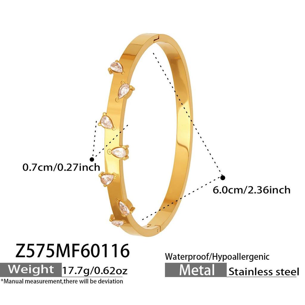 18K Gold-Plated Geometric Zirconia Water Drop Bracelet