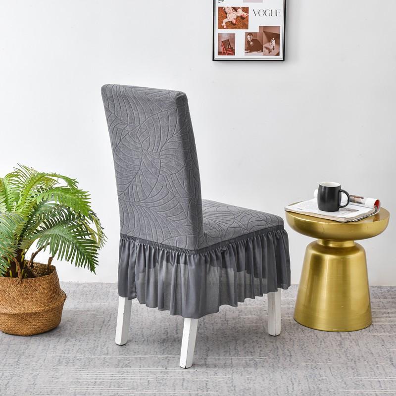 Waterproof Jacquard Chair Cover With Skirt Elastic Solid Color Chair Covers For Home Living Room El