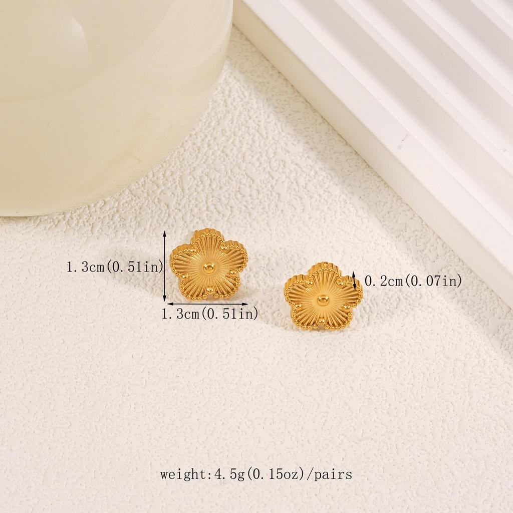 Five-Petal Flower Stainless Steel Double-Sided Stud Earrings for Women