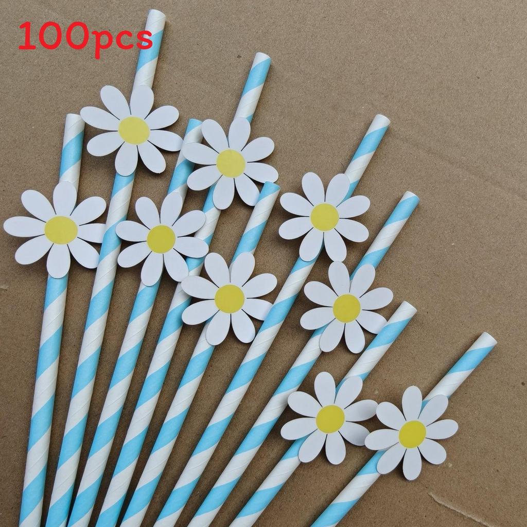Daisy Small Flower Sunflower Paper Drinking Straws For Party Decorations And Cocktails