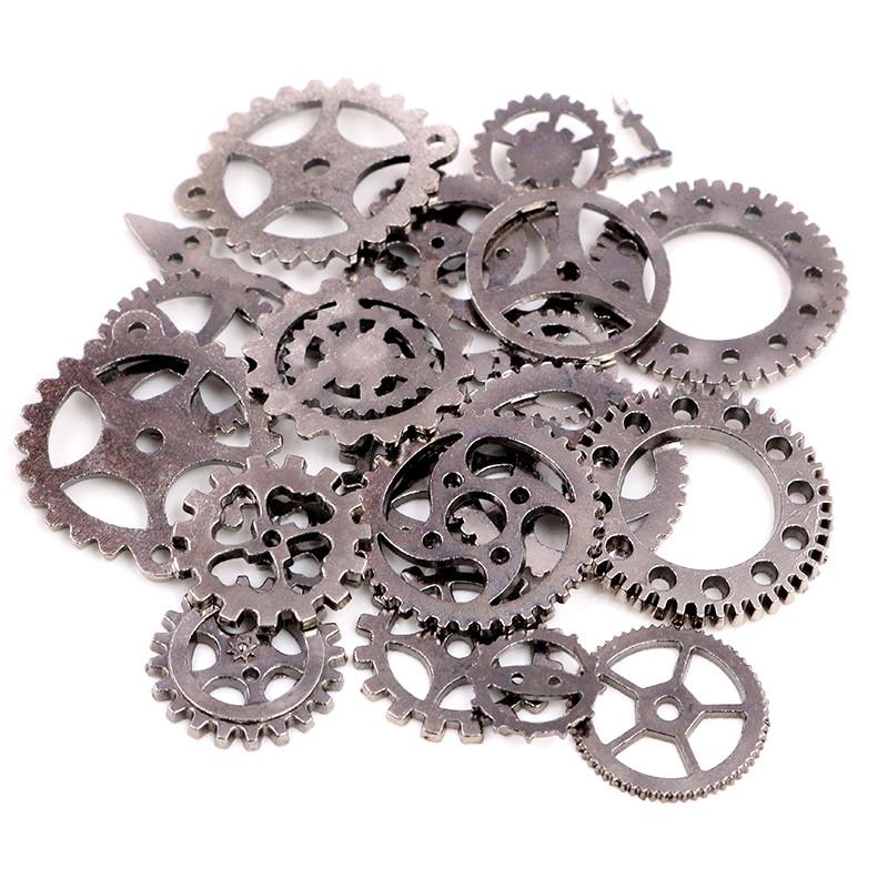 Mix 50pcs Vintage Gear Steampunk Charms Pendant Antique Bronze 8 Colors Fit Bracelets Necklace DIY Metal Jewelry Making
