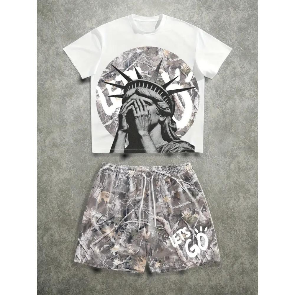 The 2026 summer new men s set features street casual hip-hop fashion S
