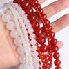 Grade A 4-14mm White & Red Agate Chalcedony Round Beads for Handmade Jewelry DIY