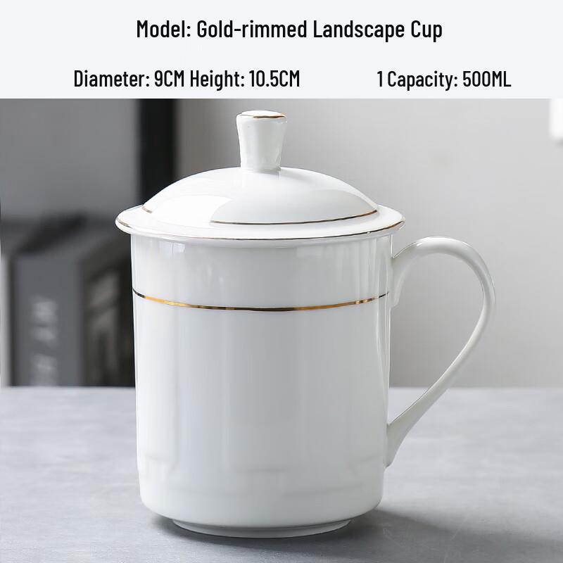 MOLUONA Gold Rim Ceramic Mug with Lid